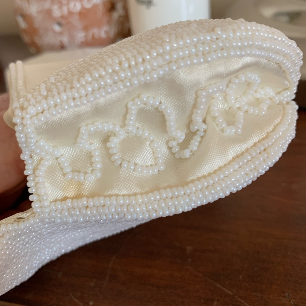 Vintage Ivory Beaded Evening Clutch Bag - Picture 5 of 12